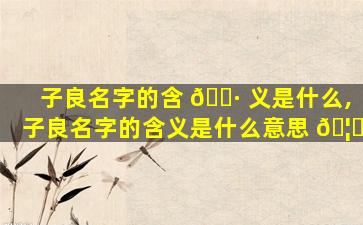 子良名字的含 🌷 义是什么,子良名字的含义是什么意思 🦋